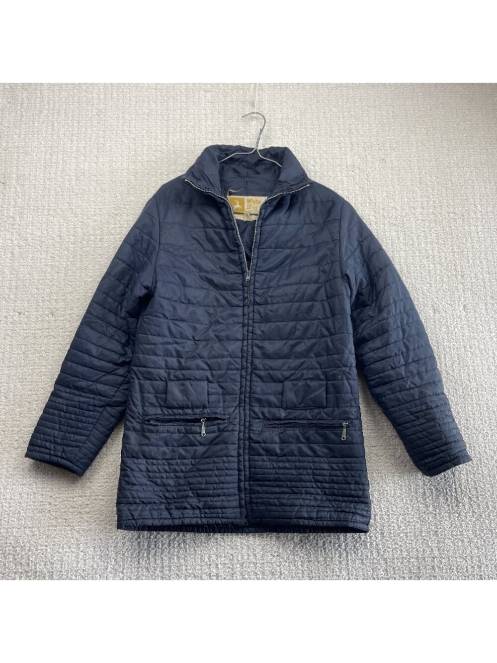 Vintage White Stag Canadian Ski Patrol Quilted Navy Blue Jacket Full Zip Women**
